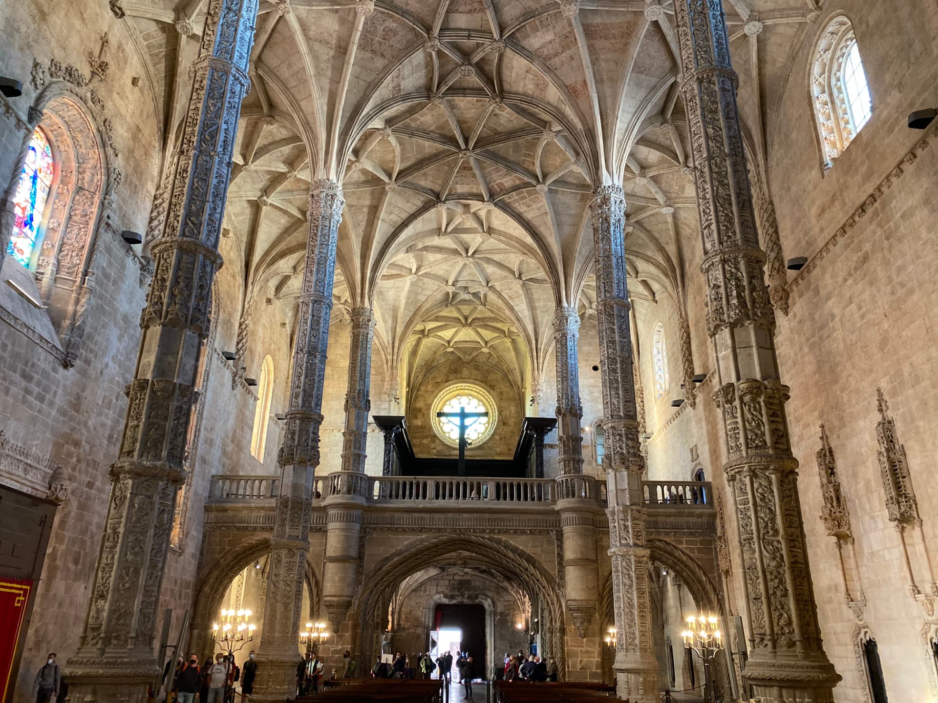 High vaulted ceilings and tall windows inside the monastery church