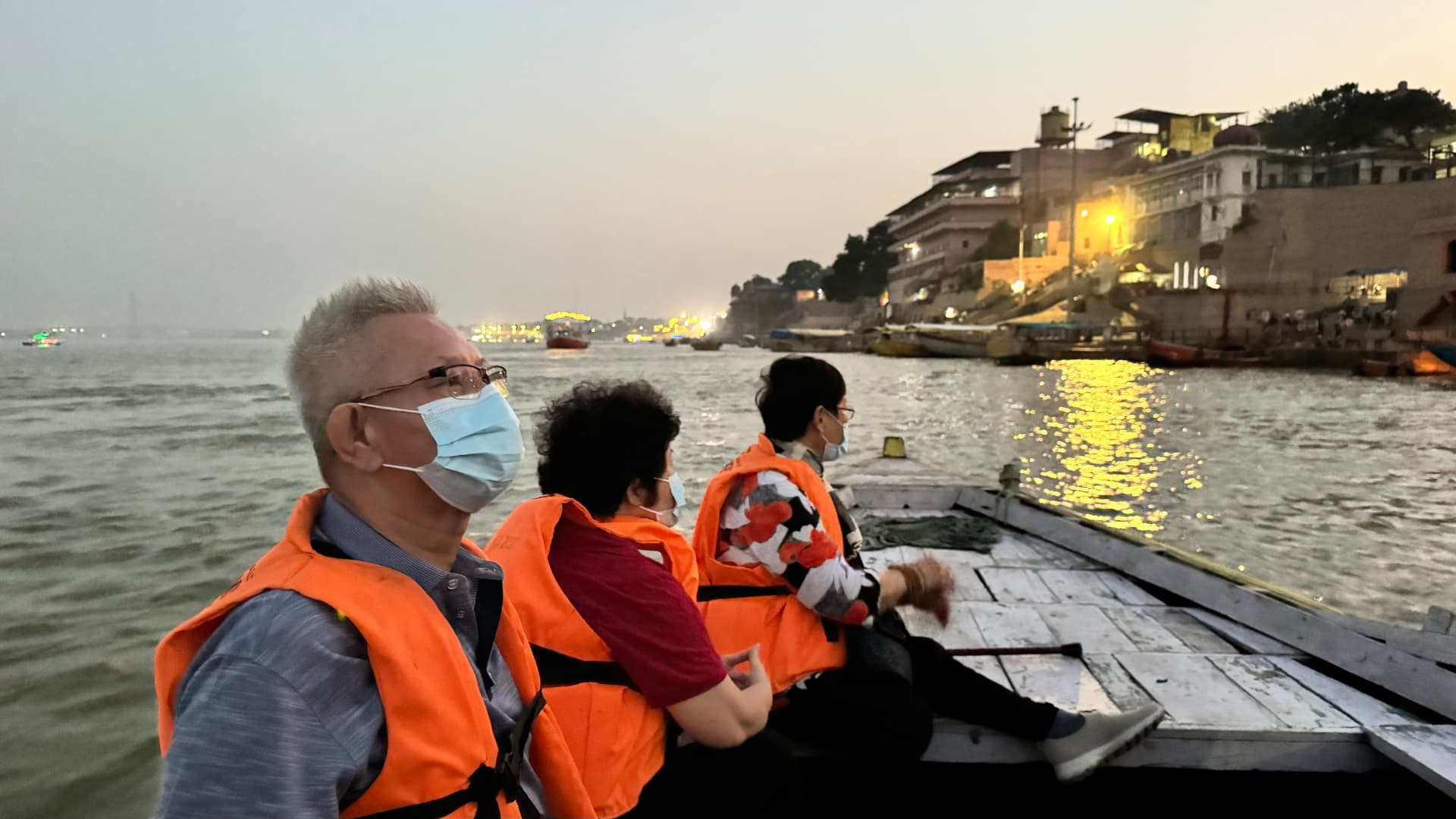 A quiet moment aboard the boat in the fading light. — Varanasi, Uttar Pradesh, India.