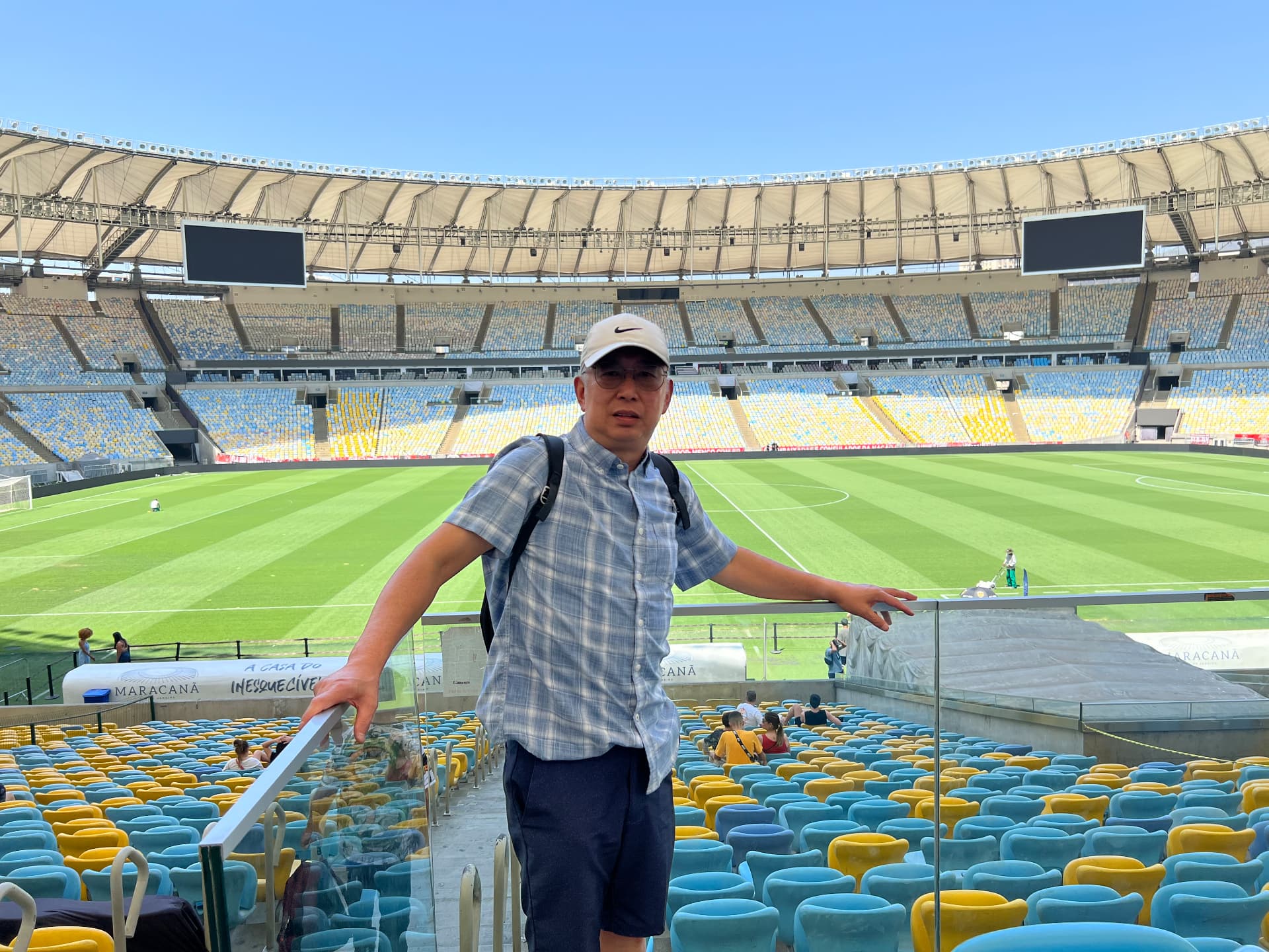 Ken in the stands overlooking the Maracanã football pitch