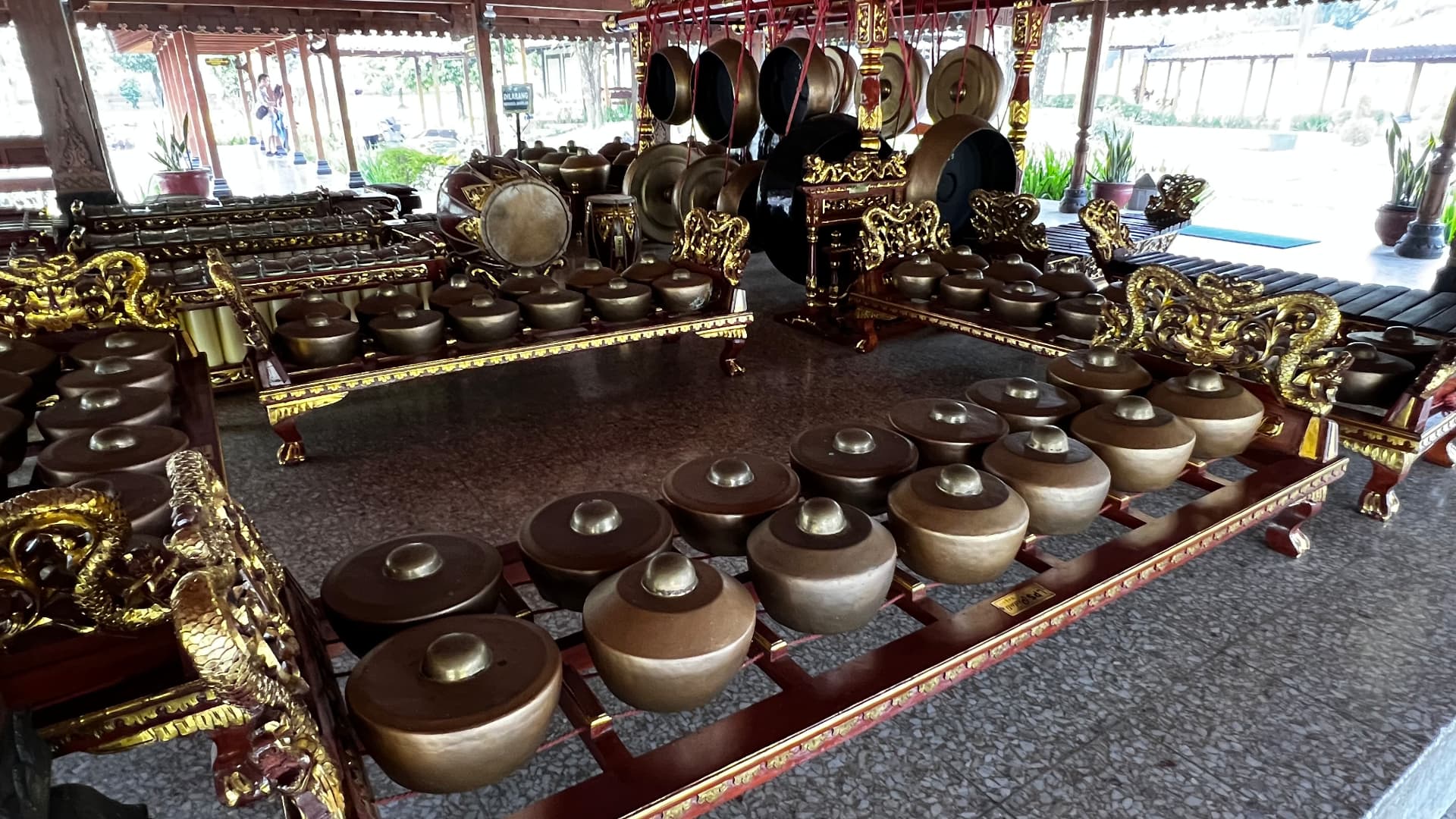 Traditional gamelan instruments displayed at Borobudur