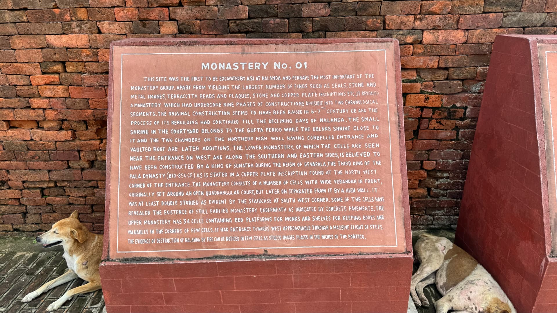 A closer view of a site information plaque beside the ancient remains. — Nalanda, Bihar, India · Patna chapter.