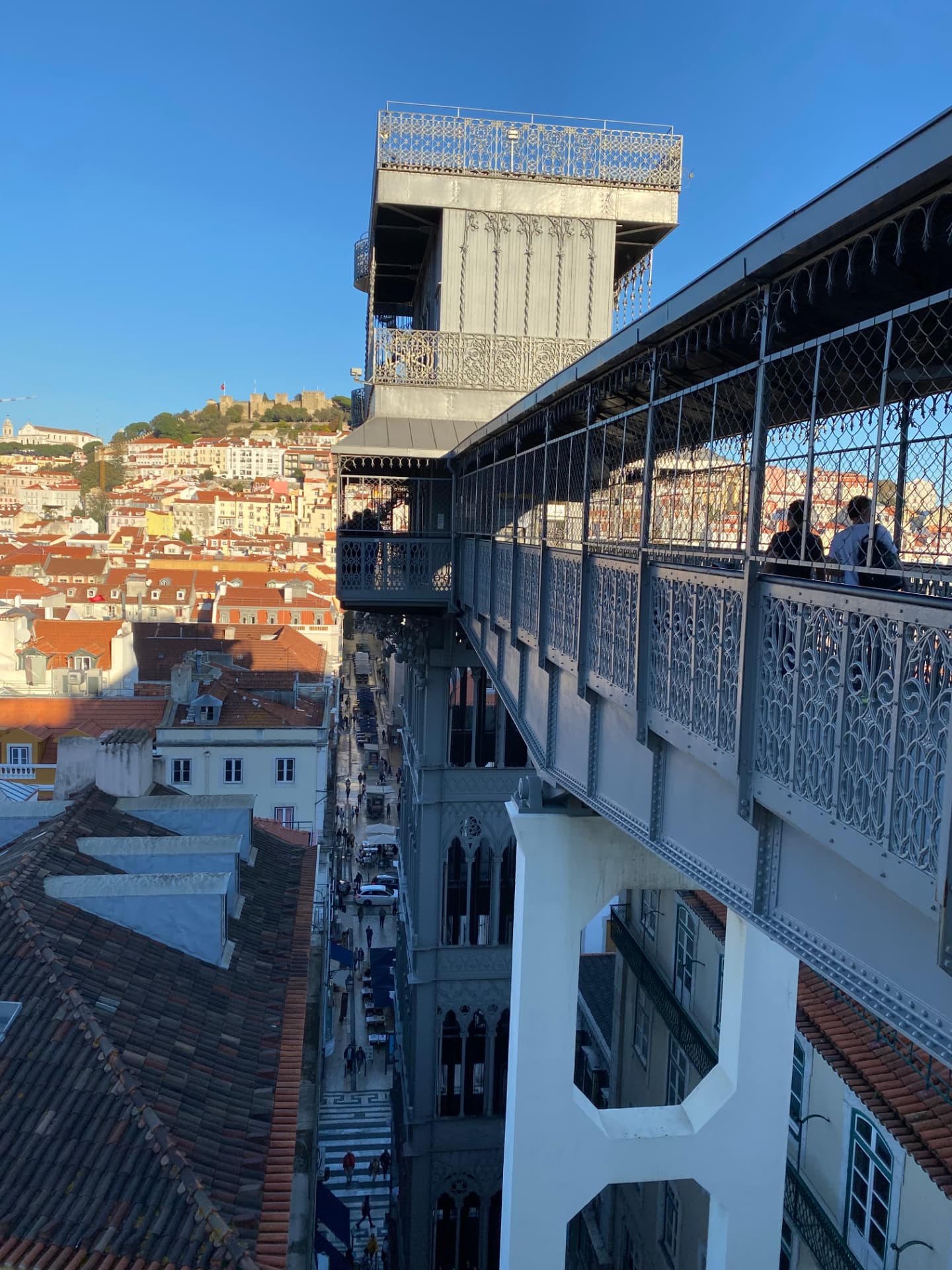 Lisbon rooftops seen from the Santa Justa Lift walkway