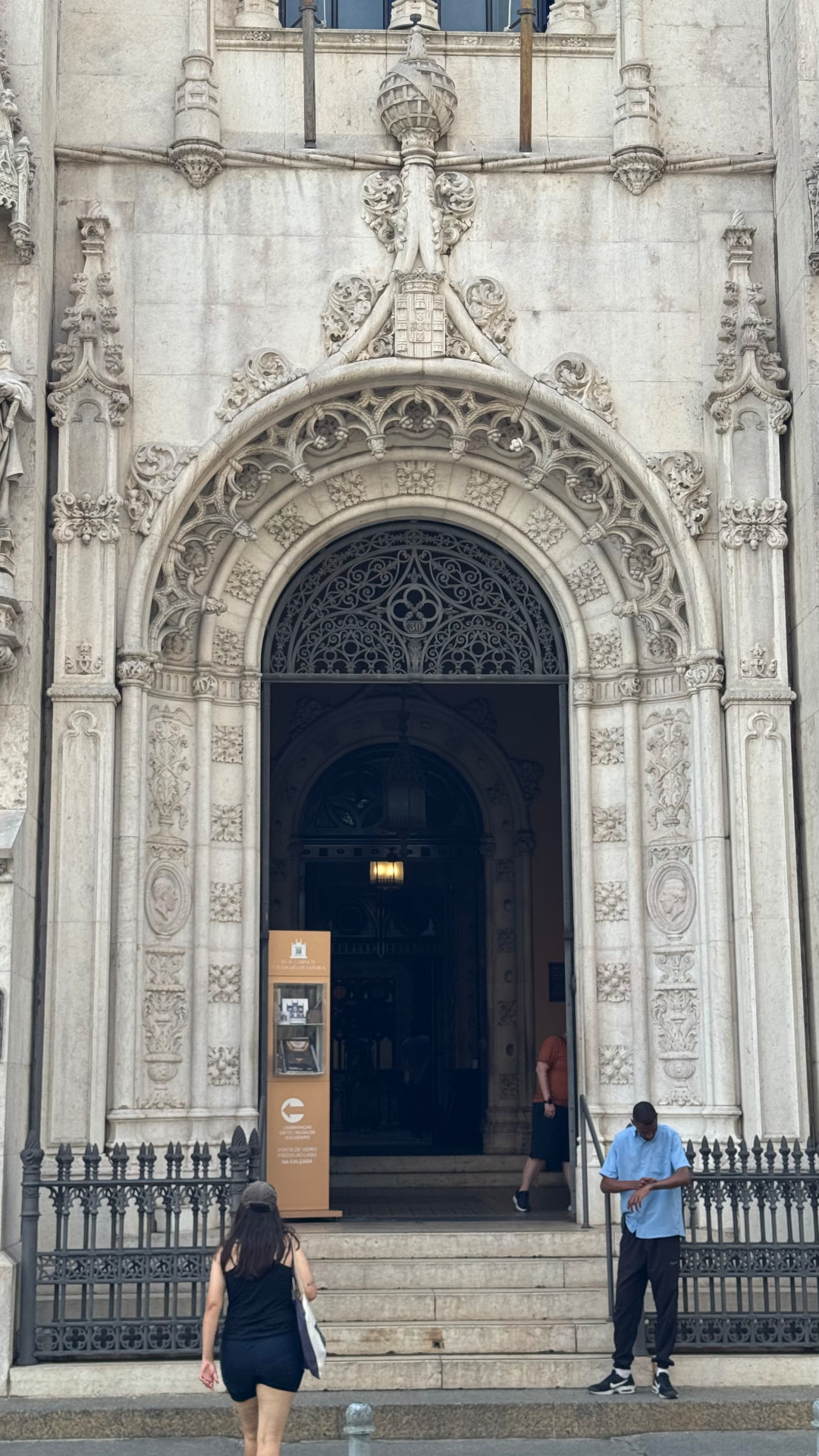 Ornately carved stone entrance to the Real Gabinete Português de Leitura