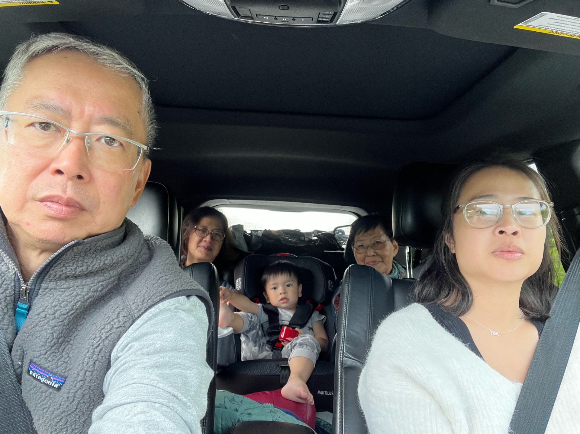 Family traveling together by car