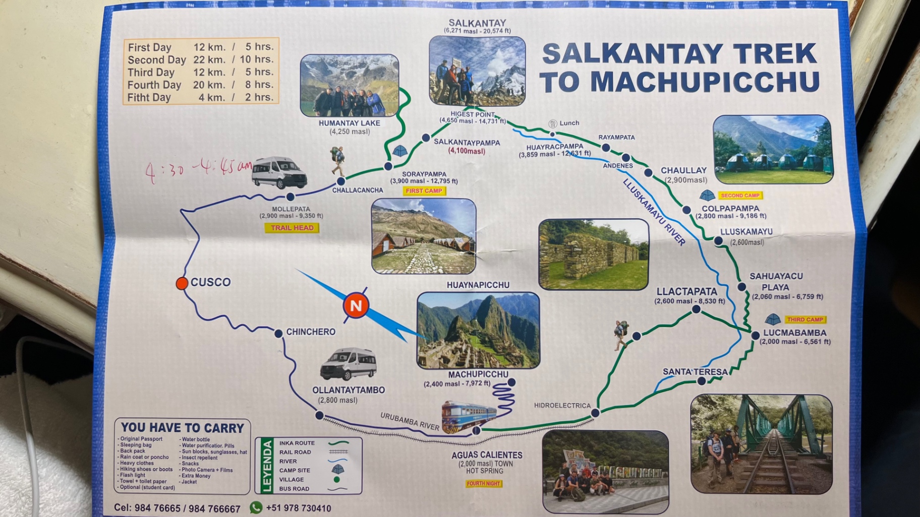 Map showing the route from Cusco through the Sacred Valley to Machu Picchu