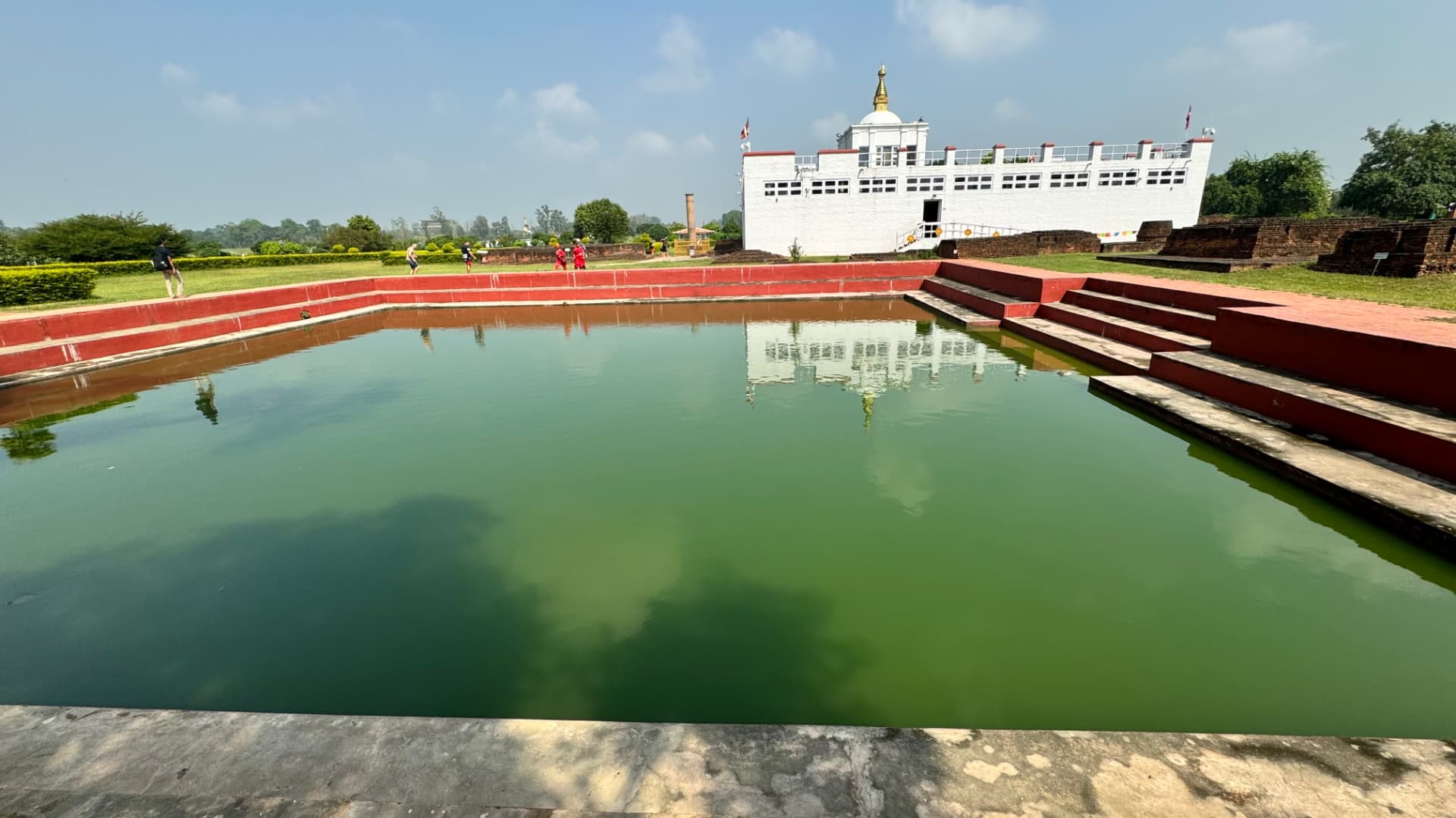 Maya Devi Temple and the sacred pond at Lumbini, Nepal