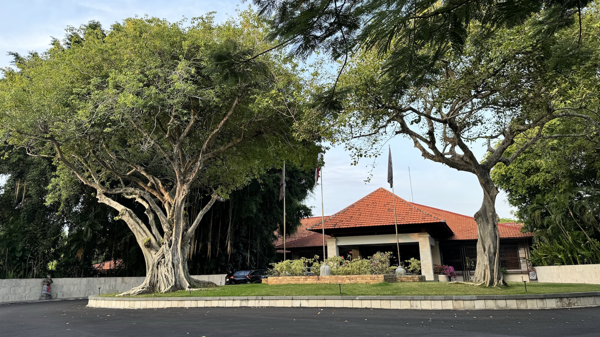 Laguna Nusa Dua entrance framed by two mature trees