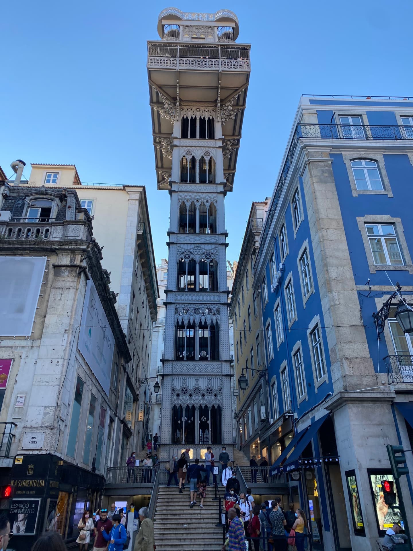 The Santa Justa Lift seen from its base looking up