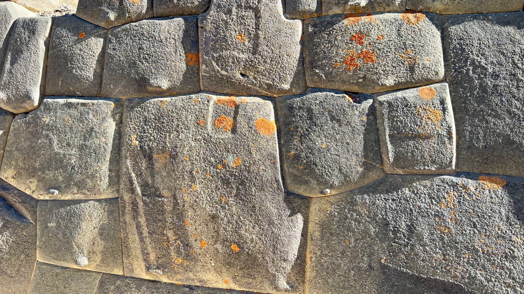 Close view of enormous fitted stone blocks at Ollantaytambo