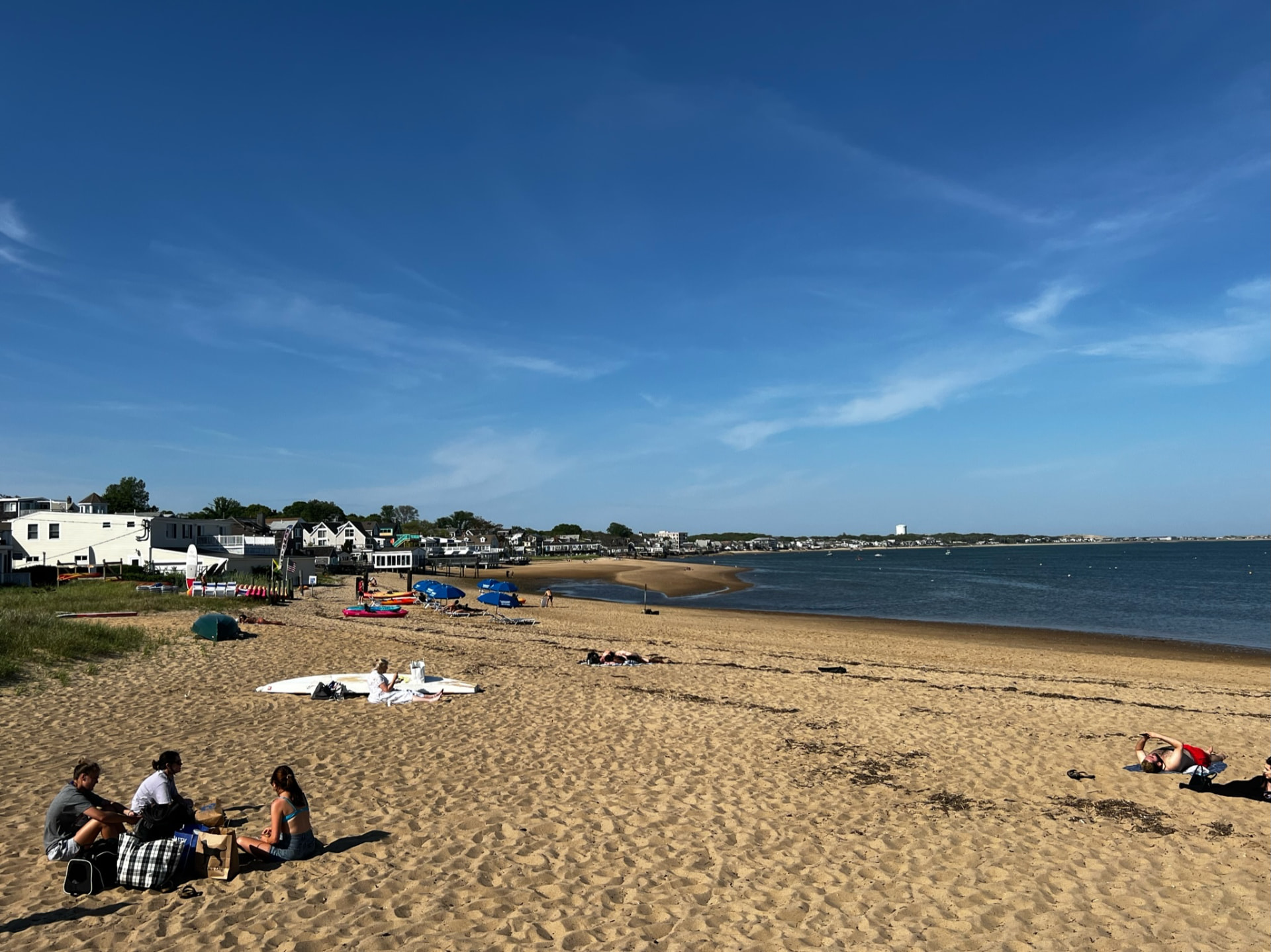Wide sandy beach and blue water in Provincetown