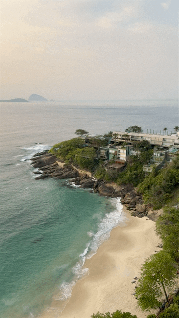 Animated evening view across the illuminated hillside from the Sheraton Rio